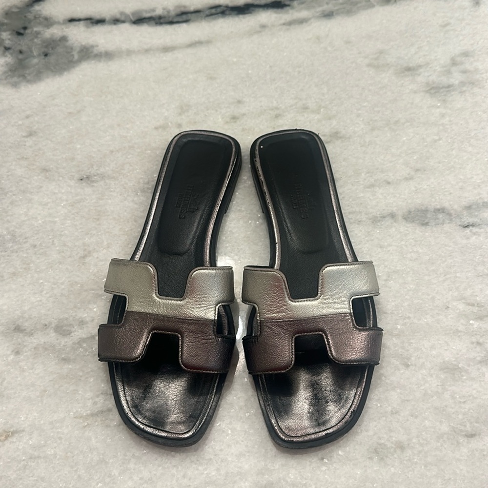 Hermes Oran Multi Colored Sandals Sz 37
